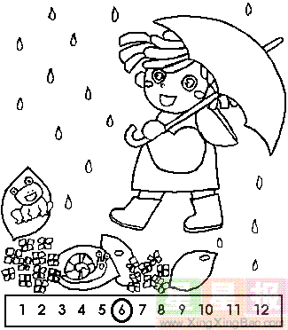 雨中的女孩简笔画