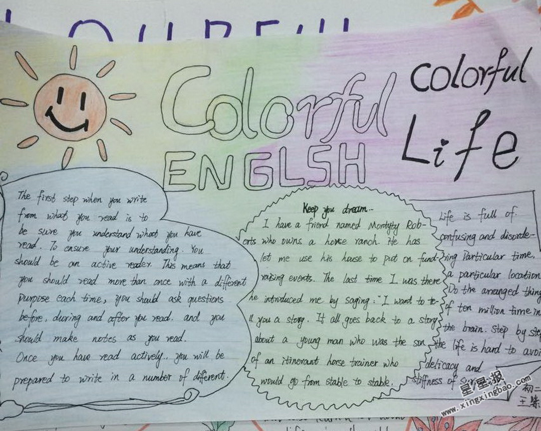 colorful english colorful life英语手抄报图片,内容